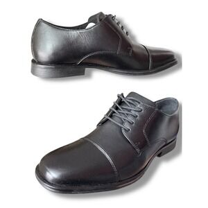 NIB Flag Ltd Mathew Cap Toe Black Leather Dress Shoes Mens Boys Size 6M
